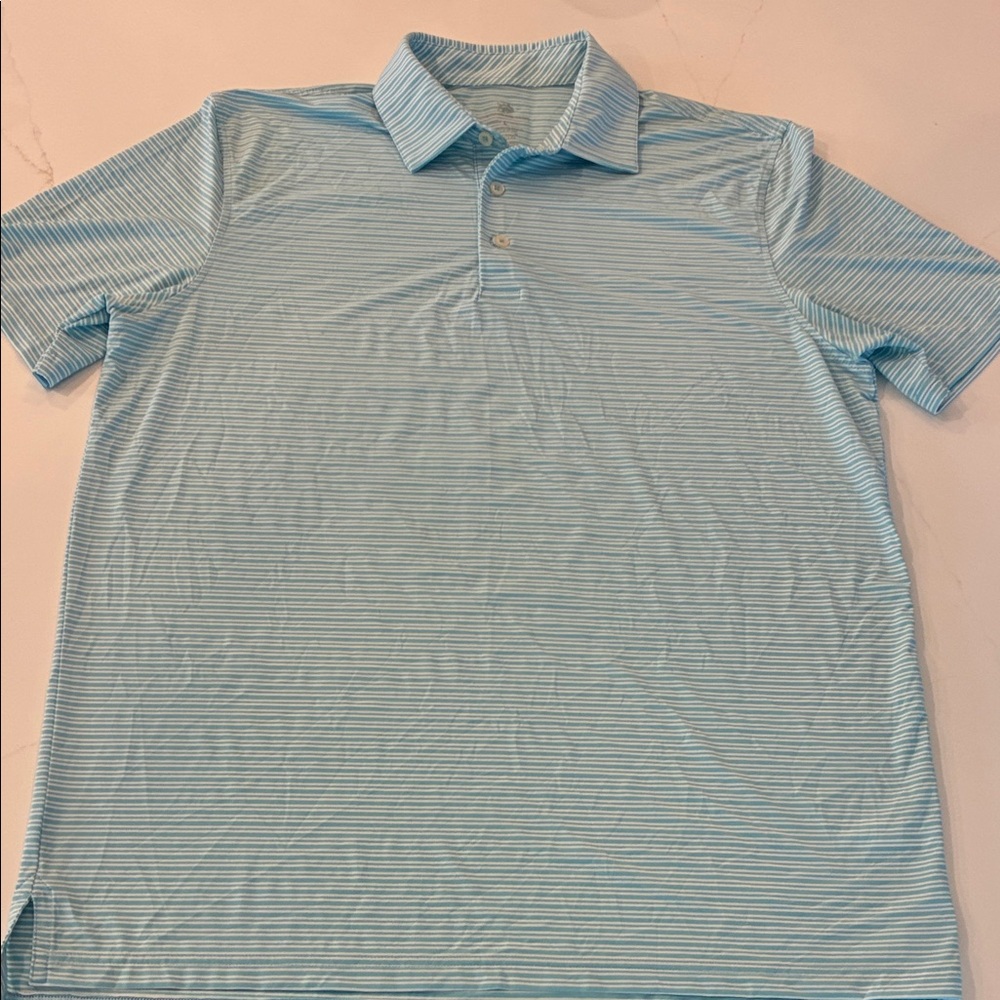 Southern Tide Light Blue Striped Men's Performance polo Shirt